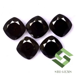 26.53 CTS Natural Black Spinel Cushion Cut 10x10 mm Lot 05 Pcs Loose Gemstones - Picture 1 of 6