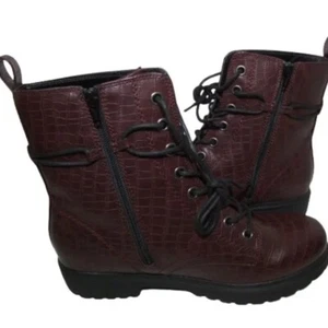 SO Bowfin Women's Combat Boots BURGUNDY - Picture 1 of 10