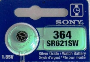 Batteria orologio MURATA / SONY 364 SR621SW SR621 364 SILVER OXIDE venditore USA - Foto 1 di 4