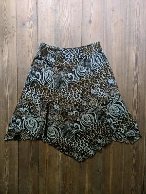 Falda Banana Republic Talla 6 Blanca Marrón Seda Estampado Animal Paisley Transparente Midi Foto 1 de 4