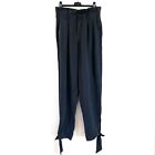 Reformation Size 4 Avalon Pants High Rise Paperbag Waist Ankle Ties Black *Flaw