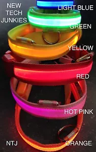 NTJ LED GLOW COLLAR dog pet night safety neck adjustable harness flash light up - Picture 1 of 14