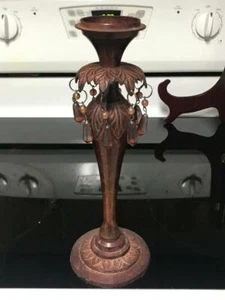 HERMOSO SOPORTE DE VELA MARRÓN PESADO ÚNICO CÓNICO/VOTICE HECHO EN INDIA - Imagen 1 de 1