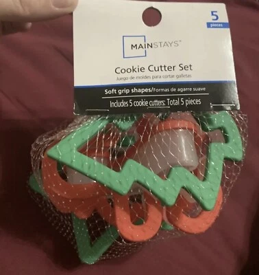 5 PC Holiday Cookie Cutter Set Tree Gingerbread Man Star Candy Cane Snowman - Image 1 of 2