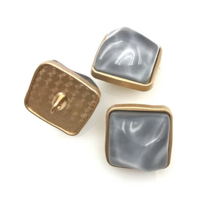 5 Pcs Metal Agate High Stitched Button Square Shank Sewing Clothing Accessories - Image 1 of 4