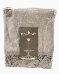 Cenefa trompeta de terciopelo real 45" x 28" de lujo chenilla borlas de platino suave - Imagen 1 de 5