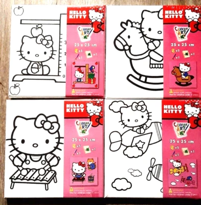 SANRIO Hello Kitty Mal-Set mit Leinwand Pinsel und Farben 4 Stück verschiedene Motive