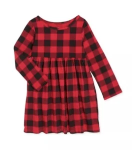 Wonder Nation Toddlers Fit & Flare Long Sleeve Dress, Plaid Size 5T - Picture 1 of 3