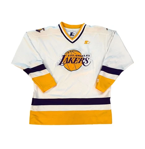 Vintage 90s STARTER Los Angeles Lakers Pullover Jersey Purple Men’s Size Large Cover
