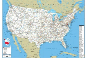 18x29 Zoll USA Karte USA Straße Wandbild Amerikanische Wandkarte USA Druck Poster - Bild 1 von 10