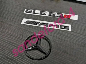 PAQUETE de repuesto negro GLE63S AMG y estrella trasera calcomanía insignia pegatina W166 SOLO - Imagen 1 de 7