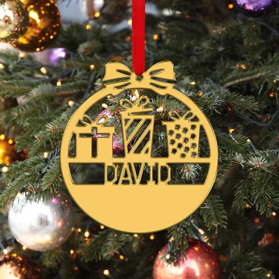 KREATESQUARE Personalised Baubles Christmas Tree Decoration Acrylic Xmas Bauble Ornament 2024