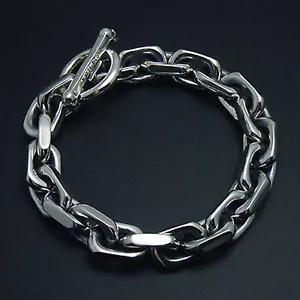 "CADENA PULSERA HARDCORE HOMBRE ROCK PLATA 925 TALLA 9" - Imagen 1 de 4