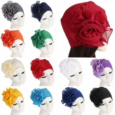 Womens Hair Loss Head Scarf Turban Cap Flower Muslim Cancer Chemo Hat Cover Lot - Image 1 of 4