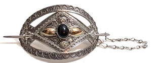 š„Ornate Sterling Silver 925 Gold Wash Ebony Hair Pin Barrette Ponytail Holderš„ - Picture 1 of 7