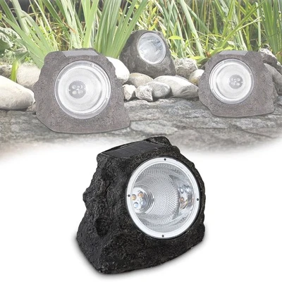 LUXUS LED SOLAR LEUCHTE STEIN AUSSENLEUCHTE SOLARLAMPE AUSSEN LAMPE 48930713 - Bild 1 von 3