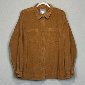 LL Bean Shirt Womens XL Corduroy Relaxed Long Sleeve Button Up Jacket Saddle - Picture 1 of 9