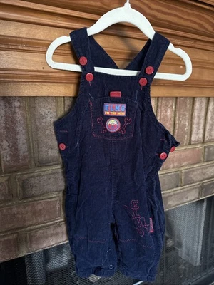 Elmo Sesame Street Y2K Vintage Overalls Corduroy Size 3/6m From 2004 Rare GUC - Image 1 of 4