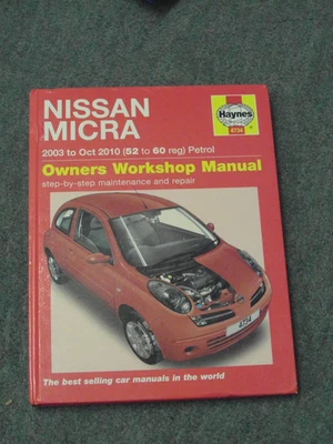 Haynes Nissan Micra 2003-2010 2013 Hardback  K12 Series 1.0 1.2 & 1.4 - Image 1 of 4