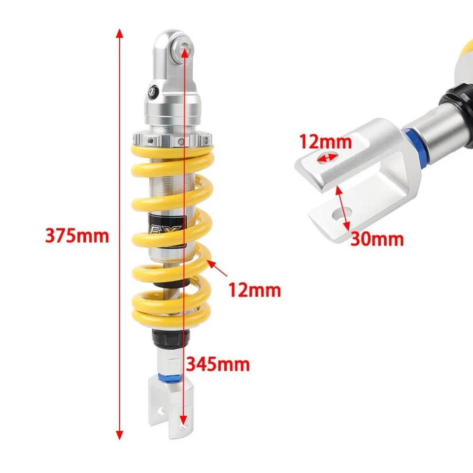12MMSpring345MM Motorcycle Rear Shock Absorber For Honda NX650 DOMINATOR 88-94 Foto 1 de 4