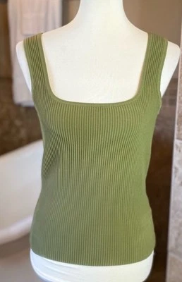 Camiseta sin mangas Bailey 44 para mujer verde mediana tejida de buceo sin mangas esculpida correas anchas Foto 1 de 4