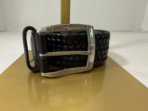 Torino Leder italienisch geflochten Stretch schwarz Leder mit Kalbsleder Ende Gr. 34 UVP $ 100 - Bild 1 von 9