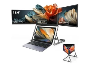 15.6" Triple Laptop Screen Extender – Dual 1080p IPS, USB-C One-Cable - Picture 1 of 9