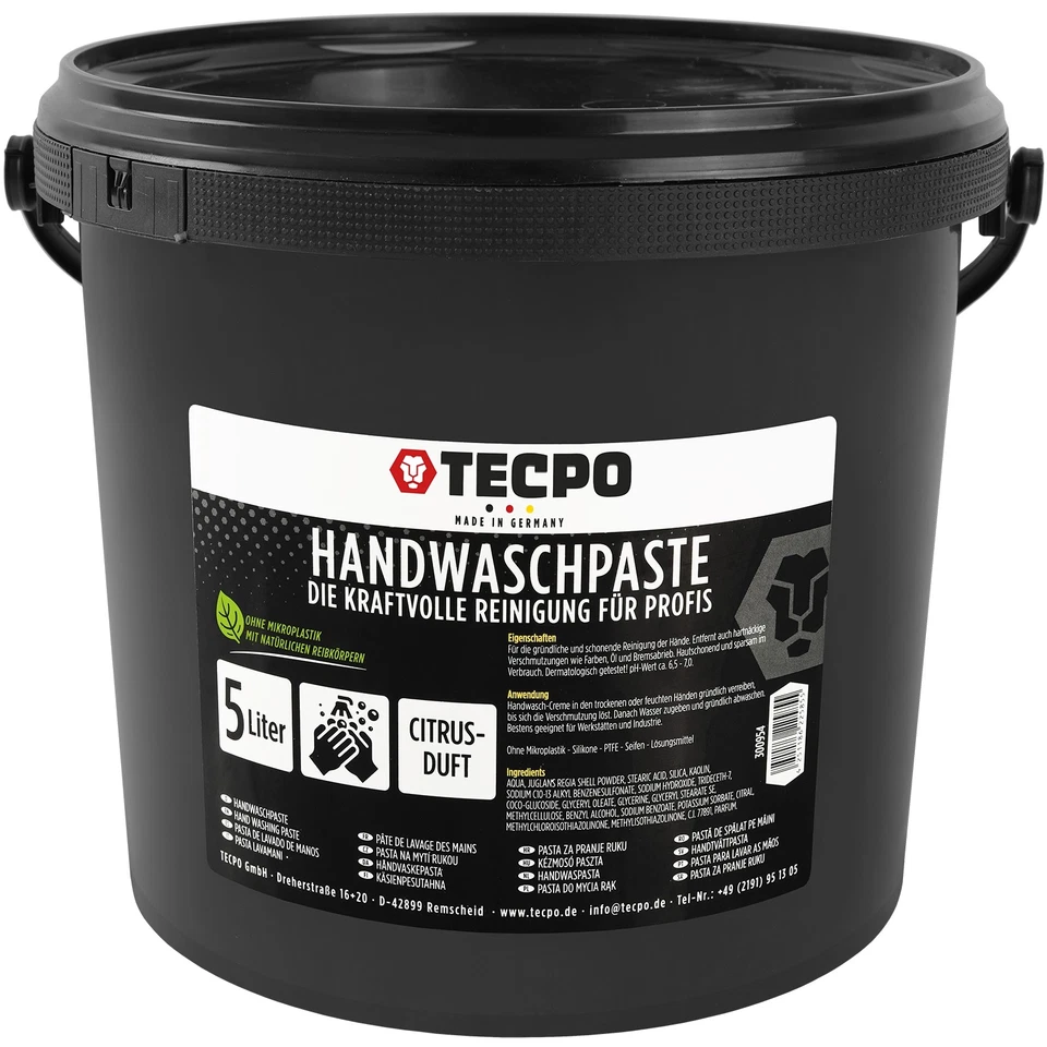 TECPO HANDWASCHPASTE 5L WERKSTATT HANDREINIGER REINIGUNGSPASTE HANDSEIFE CITRUS - Bild 1 von 4
