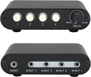 4-Way 3.5mm Stereo Audio Switch Input Signal 4-port with volume - Picture 1 of 8