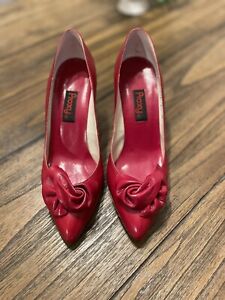 Vintage Proxy Red Leather Pump With Bow Size 7 Made In Spain Retro 80s Mobwife