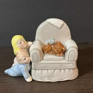 Fitz and Floyd Porcelain Chair Cat Mouse & Children Japan F & F Collectible - Picture 1 of 7
