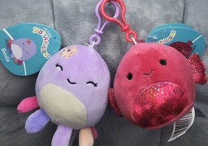 Lot Of 2 Squishmallows 3.5" Clip-on Keychains - Picture 1 of 10