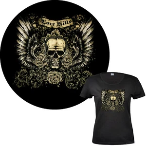 Camiseta Calavera Mujer Gótica Rockabilly Punk Calavera Motociclista Heavy Metal *4206 bl - Imagen 1 de 3