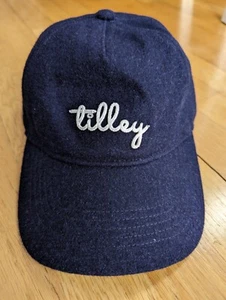Tilley Made in Canada Wool Adjustable Baseball Cap Hat Navy Blue Spellout L/XL - Picture 1 of 5