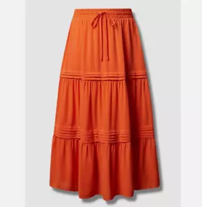 Torrid Tiered Maxi Skirt Orange Cottagecore Size 3X 3 22-24 Drawstring NWT - Picture 1 of 12