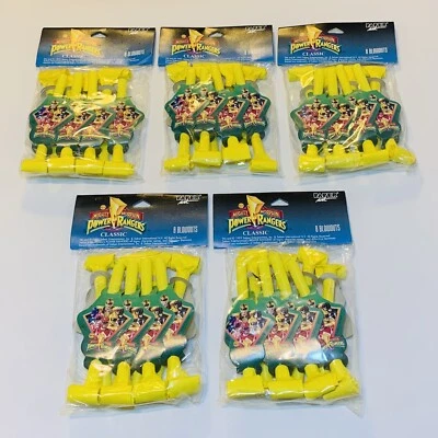 5 Pack 1995 Paper Art Mighty Morphin Power Rangers Classic Birthday 40 Blowouts - Image 1 of 4