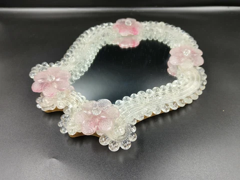 MURANO Glass Mirror - Mid 20th Century - Vanity  / Table Mirror  - Pink - XL Cover