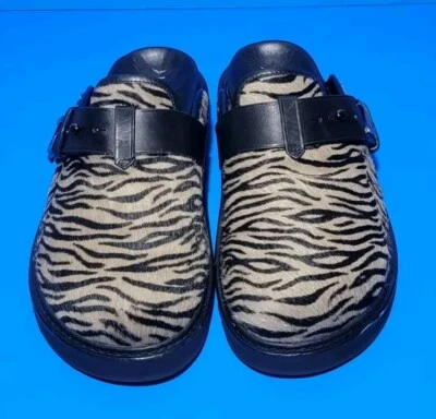 Zadig & Voltaire women's alpha zebra-print leather mules in TAUPE Size 8.5 EU 40 - Image 1 of 4