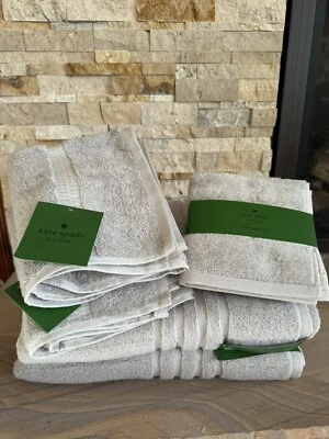 Kate Spade New York 8 Pc Towel Set Beige Stone Tan Neutral Color NEW Bath Wash - Image 1 of 4