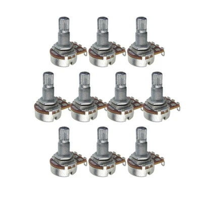 10pcs Small Mini A500K Guitar Audio Potentiometers Pots 18mm Long Split Shaft - Image 1 of 4