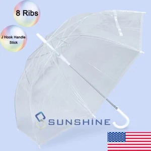 46" Arc Bubble Dome Transparent Umbrella - Wedding Rain Stoppers J Hook Handle - Picture 1 of 12