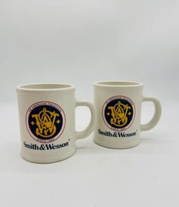 Smith & Wesson Logo Coffee Cup Almond Speckled Mugs Lot of 2 Deja Vu - Picture 1 of 9