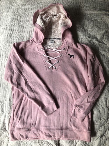 UNDERCOVER Felpa con cappuccio Victoria Secret ROSA foderata sherpa con tasche media