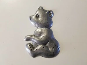 Cute Vintage Pewter Teddy Bear Baby Nursery Wall Decor 4 1/2" Tall x 3" Wide - Picture 1 of 7