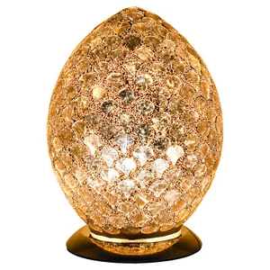Gold Distressed Look Style Glass Mosaic Tile Egg Shaped Lamp Egg Light Home Gift - Picture 1 of 4