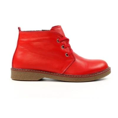 LUNAR LADIES SHOES Lunar GLR014 Claire II Ladies Red Leather Zip & Lace Ankle Boots