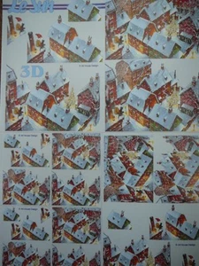 Christmas Card Making 3D Paper Tole Winter Village Scene - Foto 1 di 1