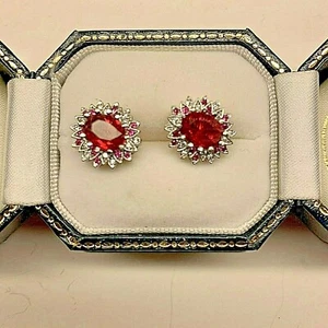 Zarte schicke Saphir & Topas .925 Silber Handarbeit Edelstein Ohrringe  - Bild 1 von 3