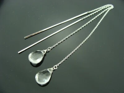 Natürliche Kristall Quarz facettierte Birnenform lange handgefertigte baumeln... - Bild 1 von 4