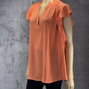 Liz Claiborne Sleeveless Top Salmon/peach 2x Ruffled Collar And Sleeves NWT - Picture 1 of 8